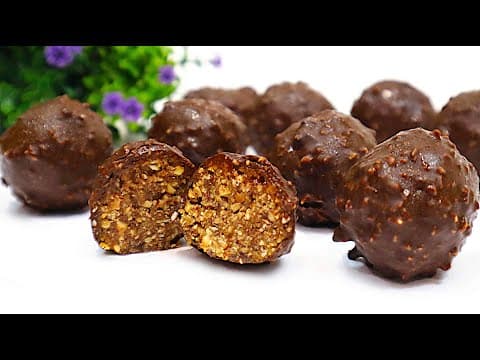 Almond Date Truffles with Dark Chocolate Peanut Coating