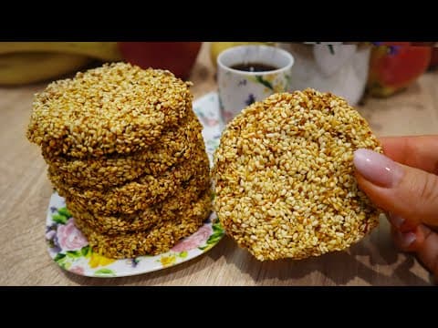 Crunchy Sesame Cookies — 3 Ingredients, No Flour, No Eggs