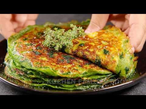 Lentil Spinach Pancake Wraps with Mushroom-Zucchini Sauce