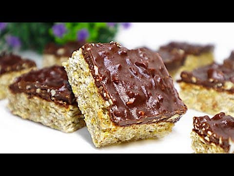 Oat Banana Bars with Almond Chocolate Glaze — No Sugar, No Flour