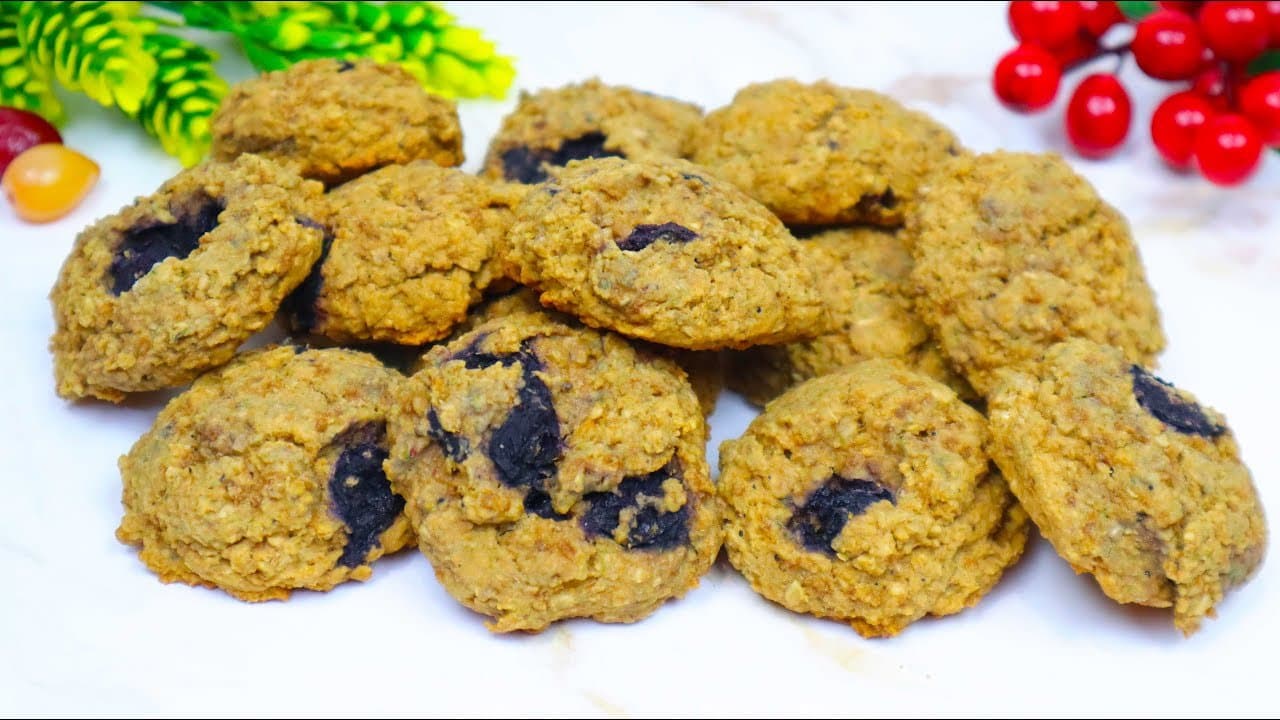 Vegane Heidelbeer-Hafer-Kekse, glutenfrei und eifrei