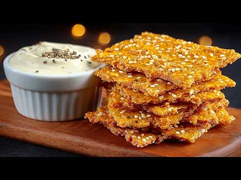 Almond Protein Crackers with Turmeric — High-protein almond crackers with Parmesan, flaxseed and whipped egg whites. Tur