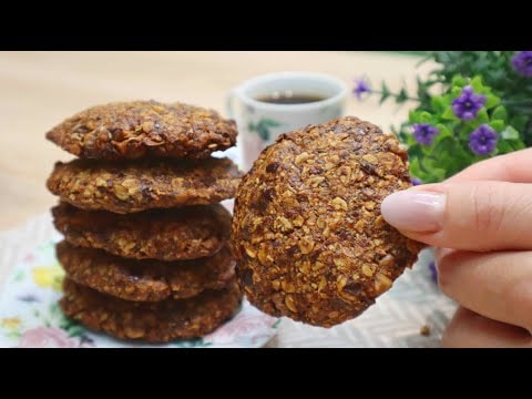 Cookies avoine-noix-dattes sans farine — sans lait, sans œufs — Des cookies sains aux flocons d'avoine grillés, noix, dattes, raisins secs et œu