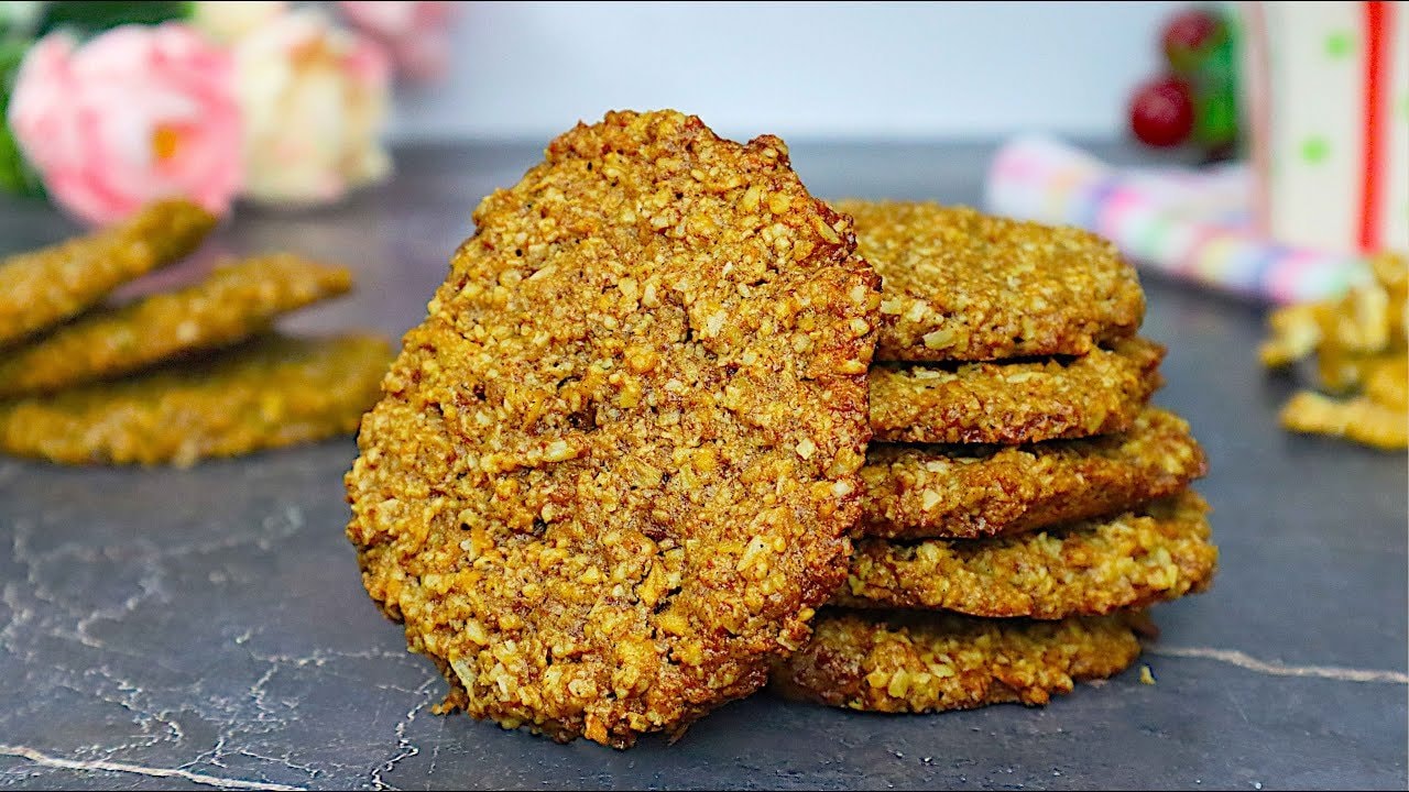 Vegane Apfel-Walnuss-Haferkekse ohne Zucker — Knusprige Haferkekse mit in der Pfanne gerösteten Walnüssen, Zimt und Vanille, g