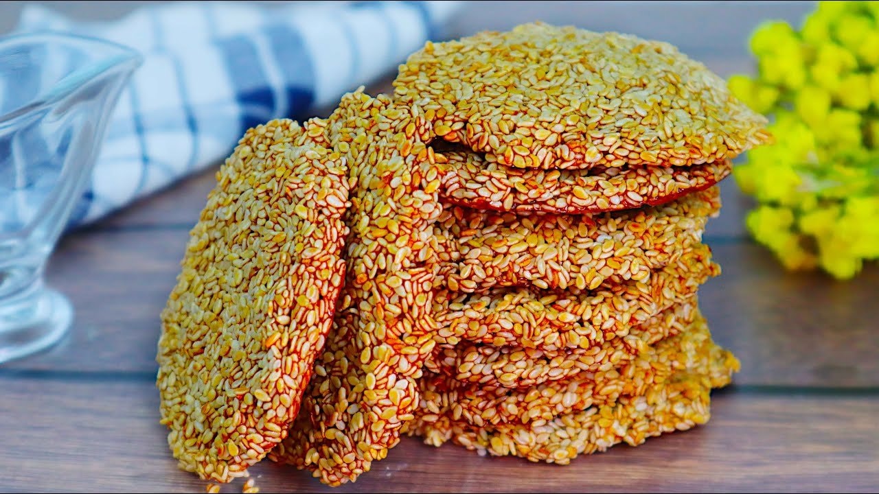3-Ingredient Sesame Date Syrup Cookies — Crunchy sesame cookies with just one egg and a drizzle of date syrup, shaped and