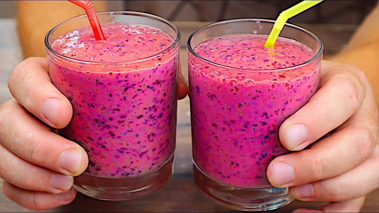 Blueberry Yogurt Banana Immunity Smoothie — Creamy blueberry smoothie blended with banana, sugar-free yogurt and honey. A be