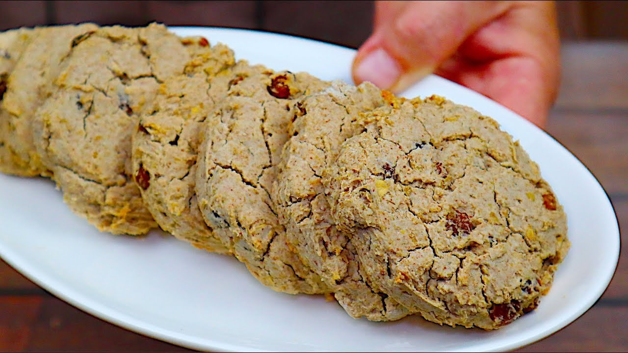 Galletas veganas de trigo sarraceno, avena y pasas (sin azúcar) — Galletas de trigo sarraceno sin huevo con avena, pasas y aceite vegetal. Endulza