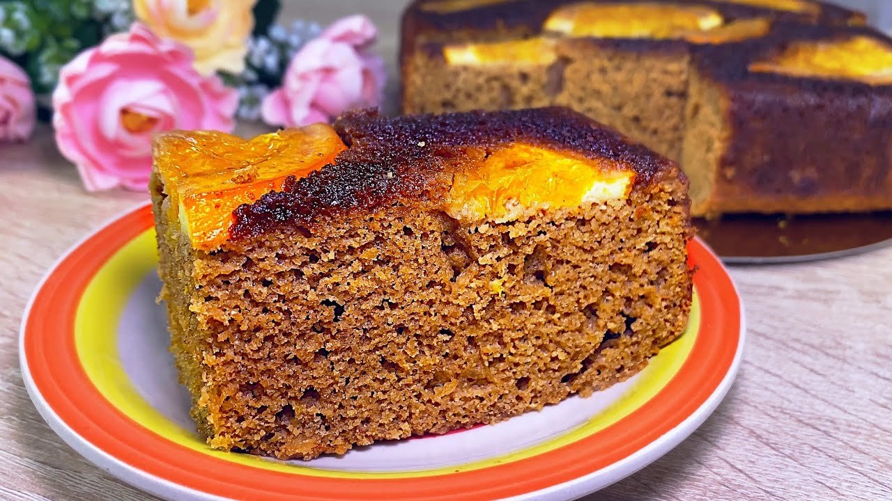 Gâteau orange-amande-sarrasin au yaourt (sans sucre) — Gâteau parfumé à l'orange avec farine d'amandes, farine de sarrasin vert et yaou