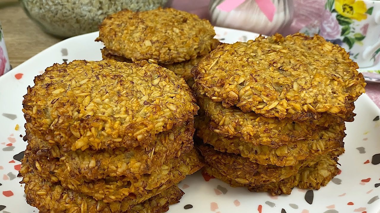Овсяные печенья с бананом и арахисовой пастой без муки — Мягкие завтраковые печенья из размятых бананов, арахисовой пасты, мёда, овсяных 