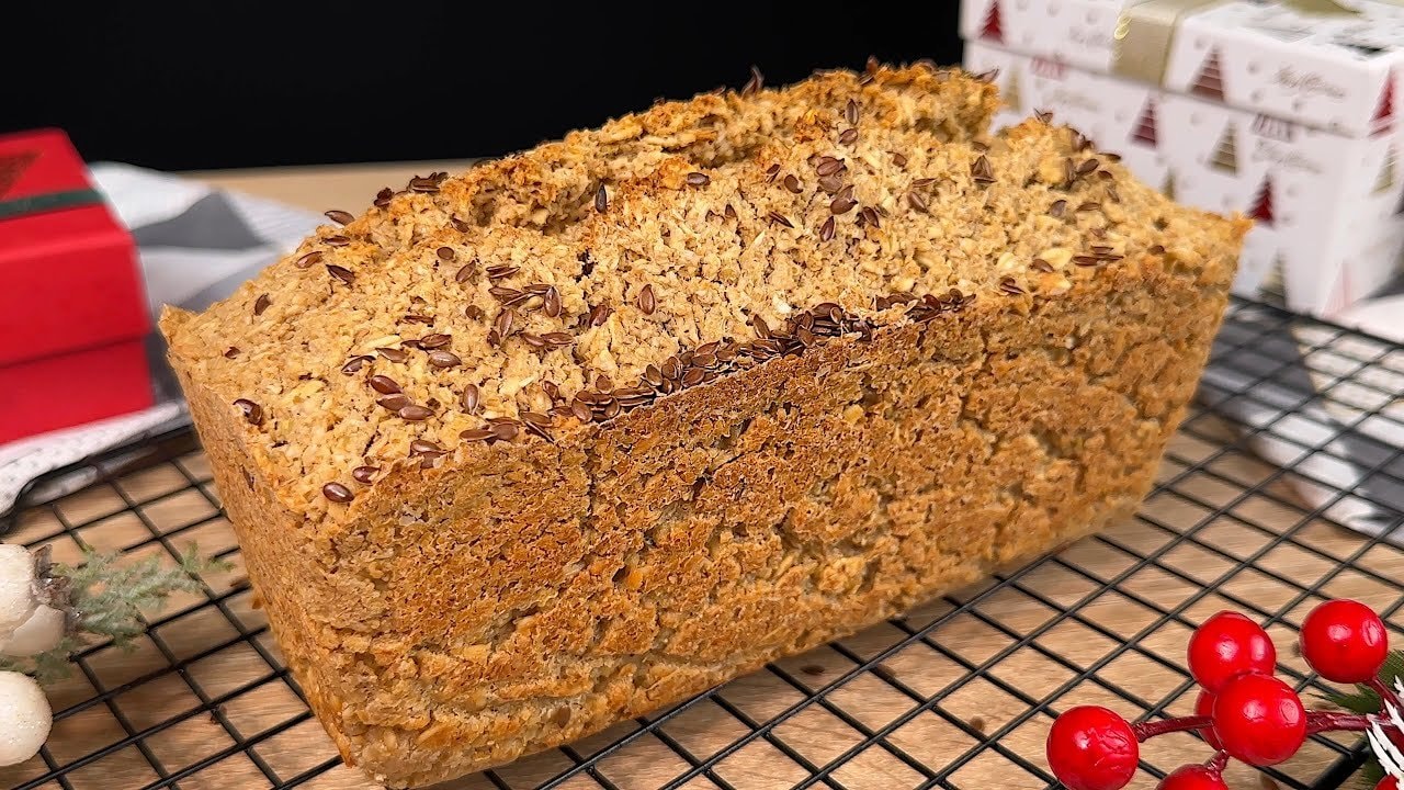 Flourless Oat Bran Yeasted Breakfast Bread — Hearty flourless breakfast loaf made from oat bran and oatmeal with a touch of h