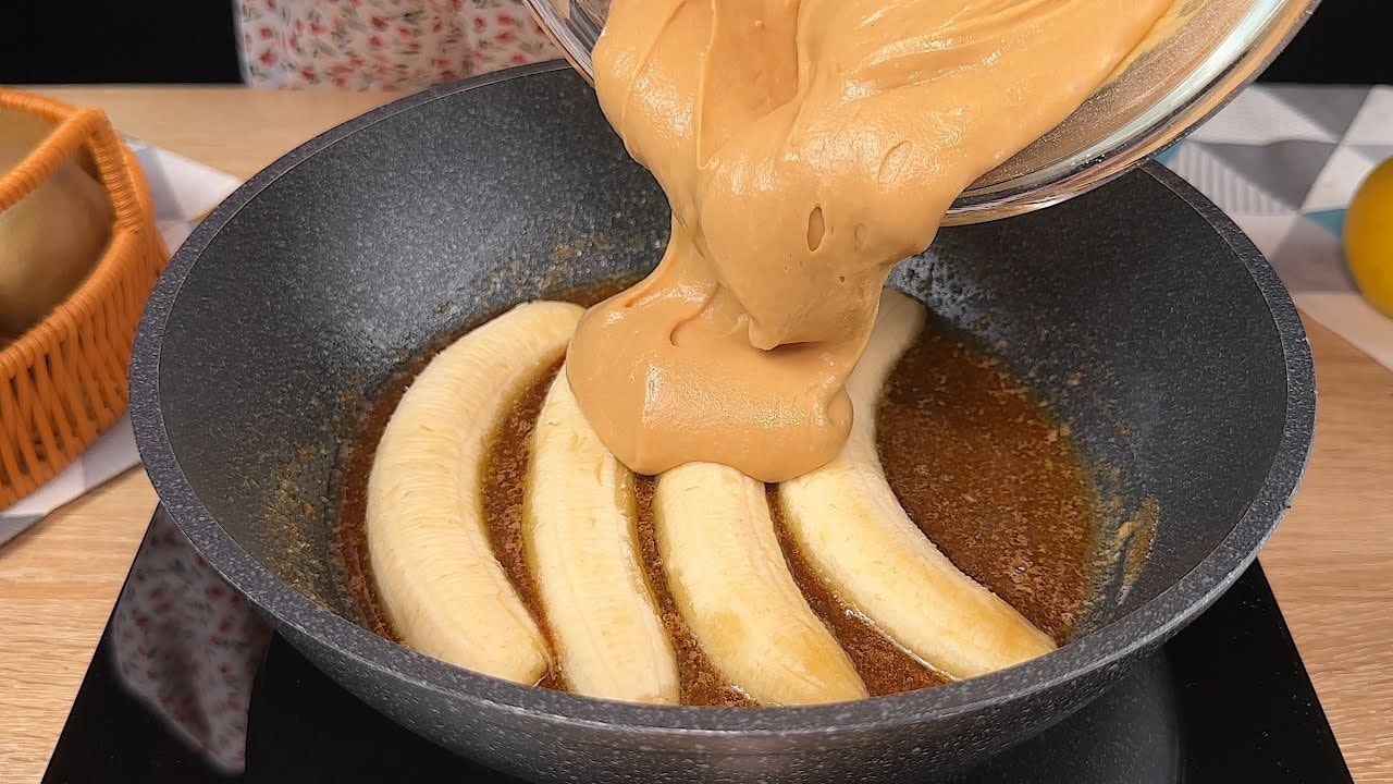 Gluten-Free Banana Upside-Down Cake (No White Sugar) — Simple upside-down banana cake made with just 2 bananas and 1 egg, using gluten-