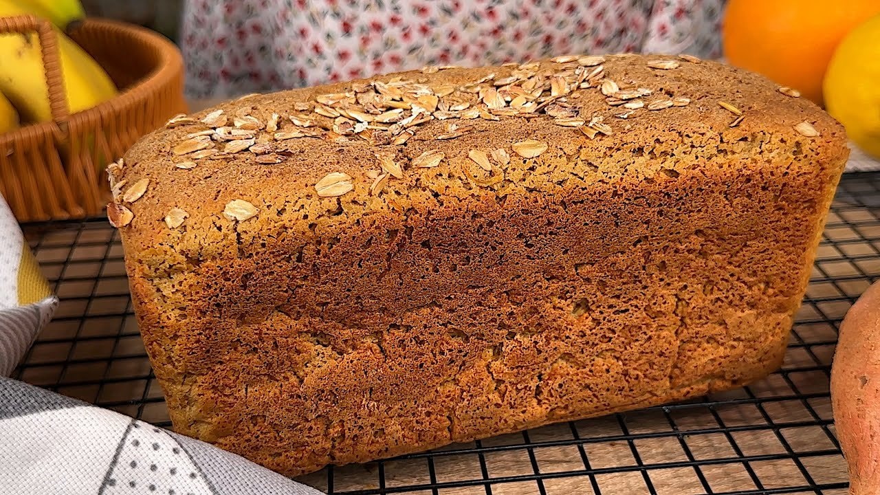 Sweet Potato Oat Yeasted Quick Loaf (Vegan) — Soft yeasted oat loaf enriched with grated sweet potato and a touch of sugar-fre