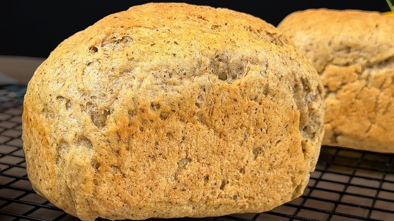 Gluten-Free Cilantro Buckwheat Rice Bread — Artisan gluten-free loaf with green buckwheat and rice flours, tapioca starch, x