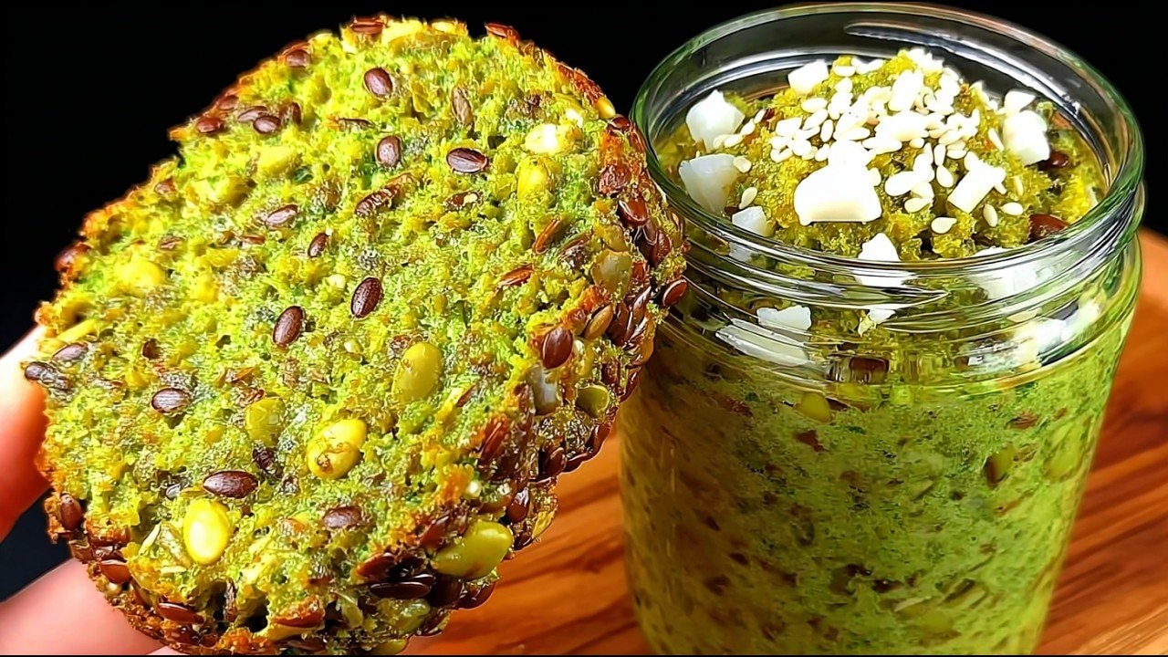 Mungbohnen-Leinsamen-Brot im Glas (Mehlfrei, Vegan) — Herzhafter Mungbohnen-Laib, in Gläsern gebacken mit Leinsamen, Flohsamenschalen,