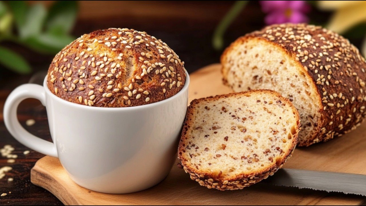 Pan plano de almendras y linaza en 5 minutos (sin gluten) — Pan plano contundente de almendras y linaza con psyllium, nueces y yogur griego.