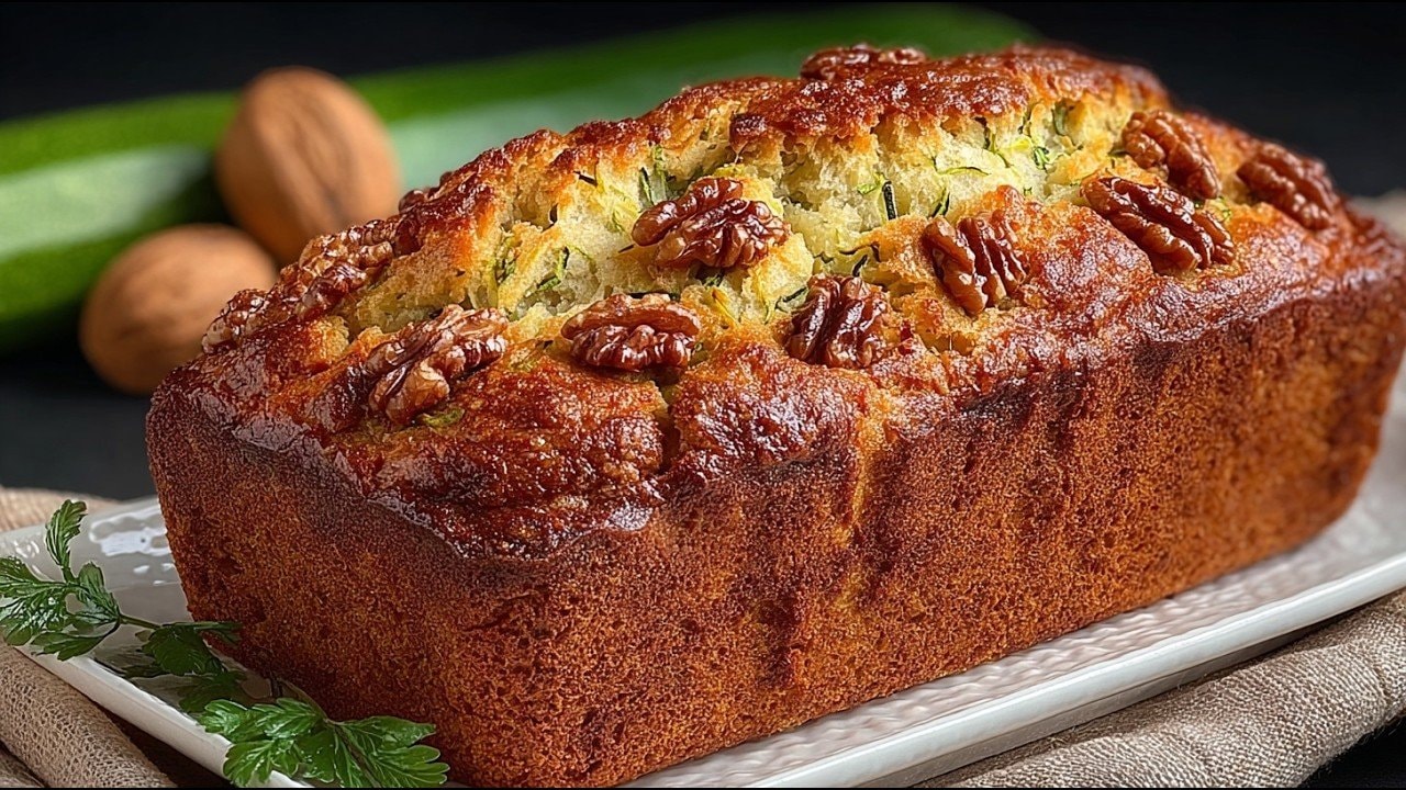 Keto Zucchini Walnut Loaf (Gluten-Free) — Moist keto loaf with grated zucchini, almond flour, coconut flakes and avocado o