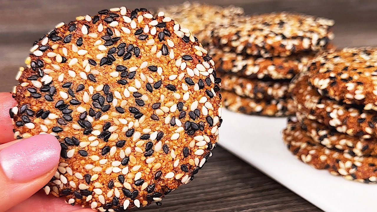 3-Ingredient Keto Almond Sesame Cookies — Nutty keto cookies shaped from toasted ground almonds, peanut butter and sugar-f