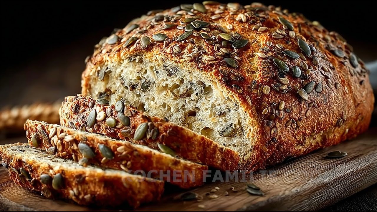 Pan de semillas de calabaza, almendras y psyllium — Pan keto con harina de almendras, psyllium y semillas de calabaza enteras, ilumi
