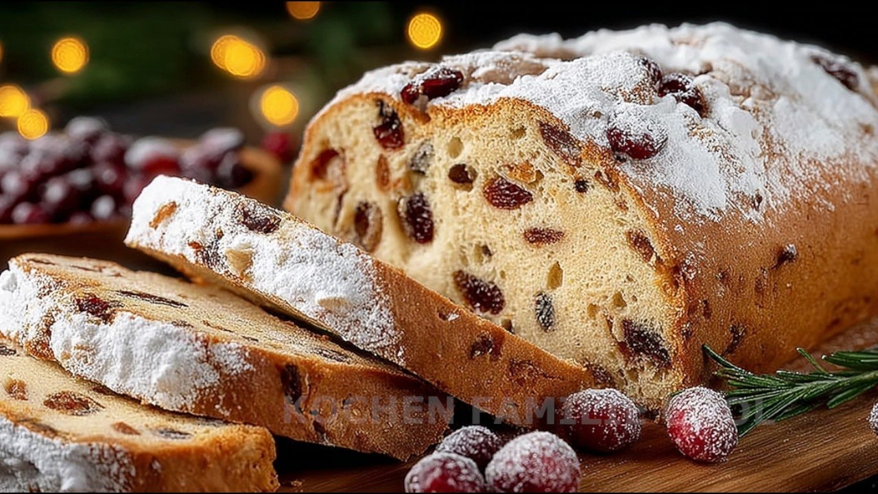 Sugar-Free Christmas Almond Stollen (No Flour) — Rich almond and coconut-flour stollen folded with cream cheese, cranberries, ora