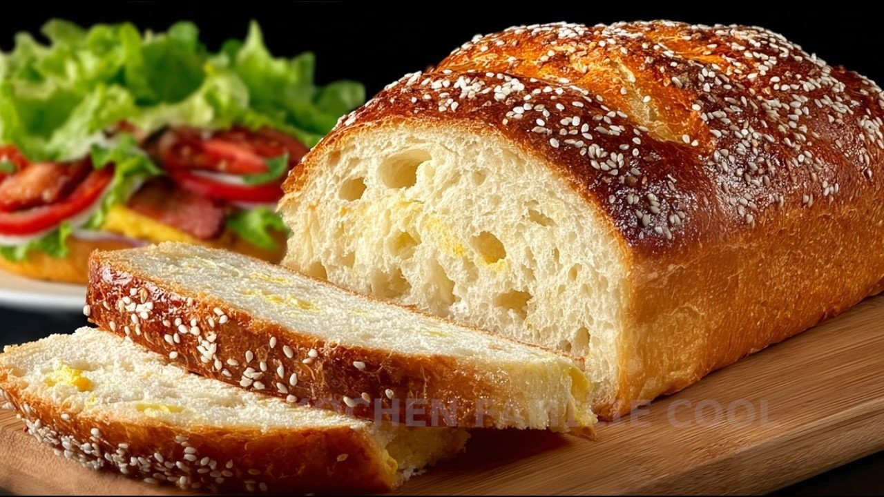 Griechischer-Joghurt-Mandel-Sandwichbrot (Mehlfrei) — Goldkrustiger Laib aus griechischem Joghurt, Eiern und Mandelmehl. Mehlfrei und 