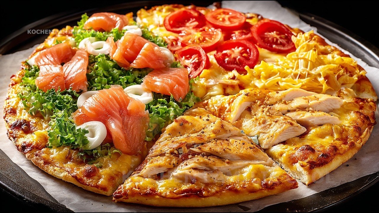 Greek Yogurt Almond Pizza Flatbread — Golden high-protein flatbread of Greek yogurt, eggs, almond flour and mozzarella